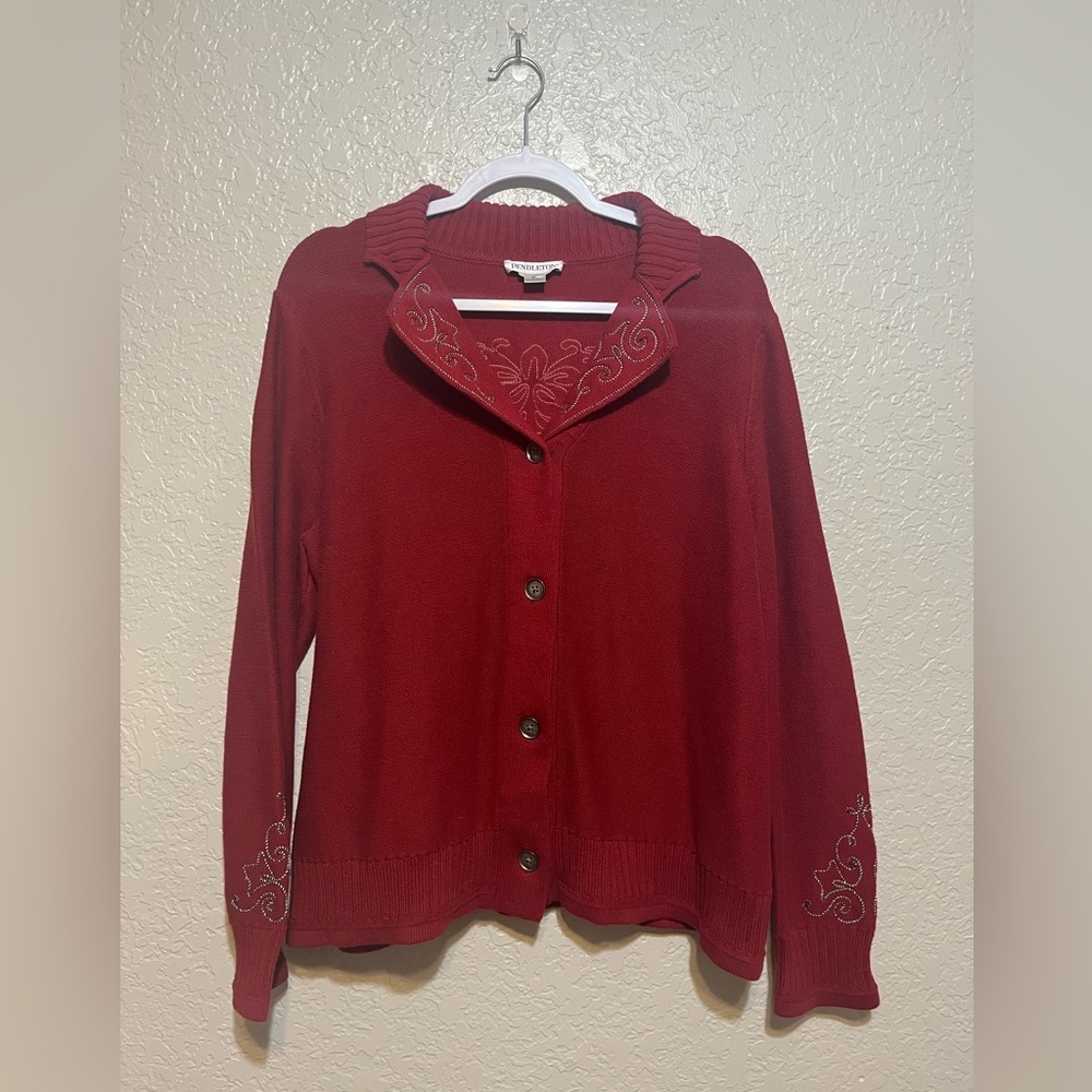 Pendleton Embroidered Cardigan Sweater – Size XL